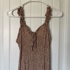 Brown and White Patterned Dress